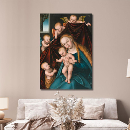 Madonna Col Bambino Con Il Piccolo San Giovanni Battista E Angeli Lucas Cranach the Elder lce34 quadro stampato su tela