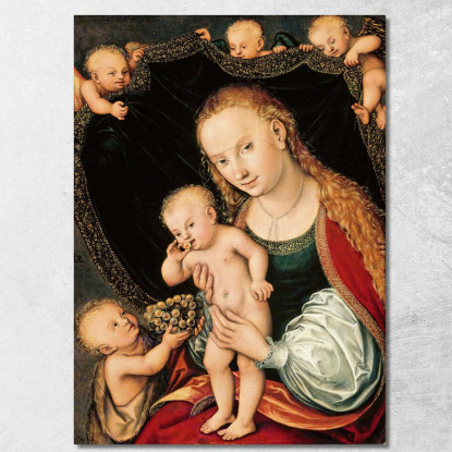 Madonna Col Bambino Con Il Giovane San Giovanni Battista Lucas Cranach the Elder lce35 quadro stampato su tela