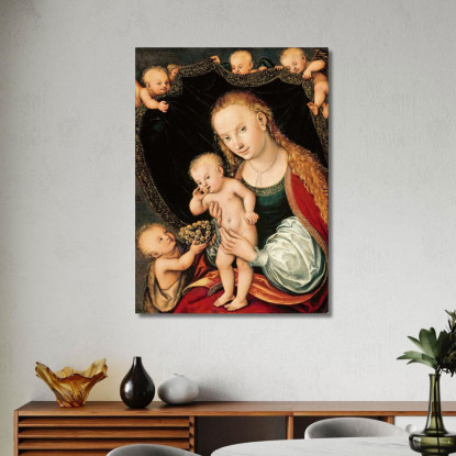 Madonna Col Bambino Con Il Giovane San Giovanni Battista Lucas Cranach the Elder lce35 quadro stampato su tela