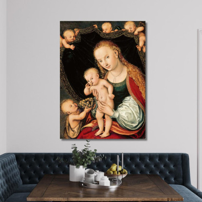 Madonna Col Bambino Con Il Giovane San Giovanni Battista Lucas Cranach the Elder lce35 quadro stampato su tela