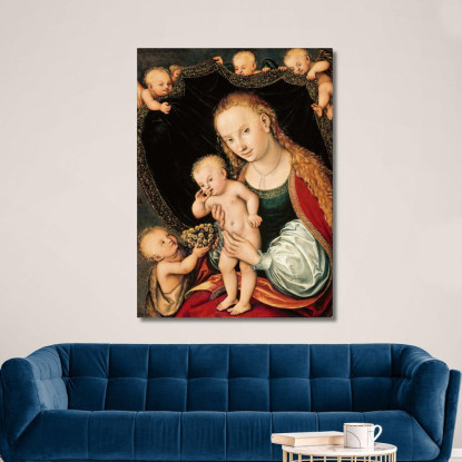Madonna Col Bambino Con Il Giovane San Giovanni Battista Lucas Cranach the Elder lce35 quadro stampato su tela