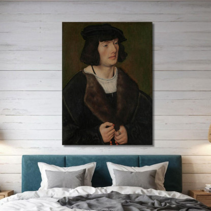 Ritratto Di Un Uomo Con Un Rosario Lucas Cranach the Elder lce43 quadro stampato su tela