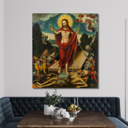 Resurrezione Di Cristo E Il Trionfo Sulla Morte E Il Diavolo Lucas Cranach the Elder lce57 quadro stampato su tela
