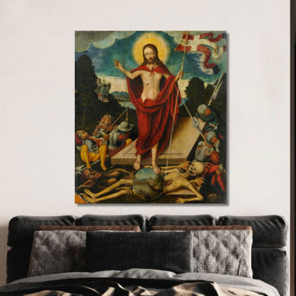 Resurrezione Di Cristo E Il Trionfo Sulla Morte E Il Diavolo Lucas Cranach the Elder lce57 quadro stampato su tela