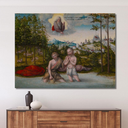 Il Battesimo Di Cristo Lucas Cranach the Elder lce61 quadro stampato su tela