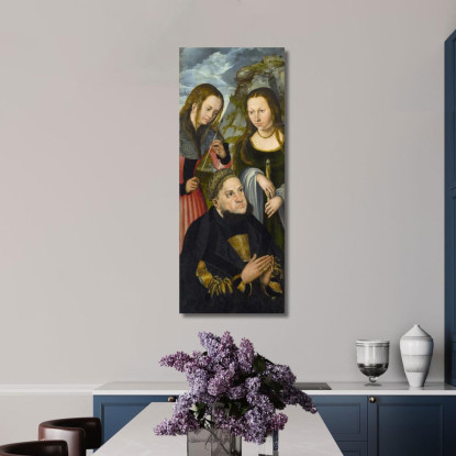 L'Elettore Federico Il Saggio Di Sassonia 1463-1525 Con Le Sante Orsola (A Sinistra) E Genoveffa (A Destra) Lucas Cranach the E