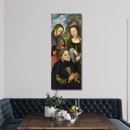 L'Elettore Federico Il Saggio Di Sassonia 1463-1525 Con Le Sante Orsola (A Sinistra) E Genoveffa (A Destra) Lucas Cranach the E