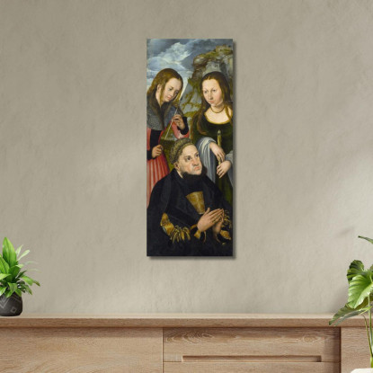 L'Elettore Federico Il Saggio Di Sassonia 1463-1525 Con Le Sante Orsola (A Sinistra) E Genoveffa (A Destra) Lucas Cranach the E