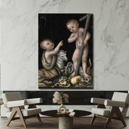 Il Bambino Gesù E San Giovanni Battista Lucas Cranach the Elder lce73 quadro stampato su tela