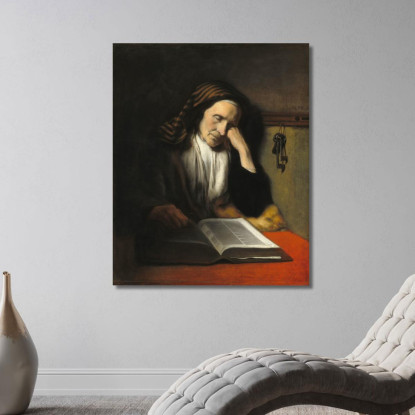 Una Vecchia Che Sonnecchia Su Un Libro Nicolaes Maes nma4 quadro stampato su tela