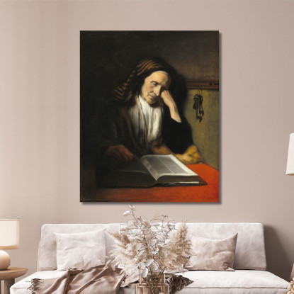Una Vecchia Che Sonnecchia Su Un Libro Nicolaes Maes nma4 quadro stampato su tela