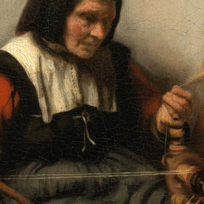 Vecchia Che Fila Nicolaes Maes nma9 quadro stampato su tela