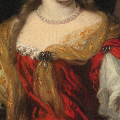 Ritratto Di Una Dama Con Indosso Un Abito Rosso Nicolaes Maes nma21 quadro stampato su tela