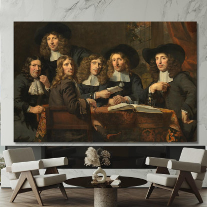 Gli Ufficiali Della Gilda Dei Chirurghi Di Amsterdam Nicolaes Maes nma39 quadro stampato su tela