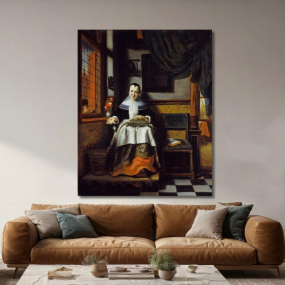 La Donna Virtuosa Nicolaes Maes nma40 quadro stampato su tela