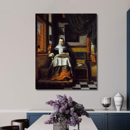 La Donna Virtuosa Nicolaes Maes nma40 quadro stampato su tela