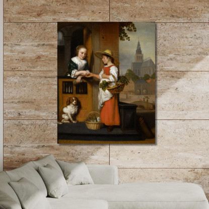 Venditrice Di Verdure Nicolaes Maes nma42 quadro stampato su tela