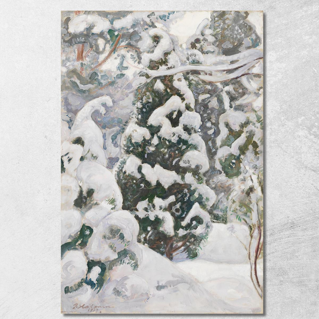 Ginepro Nella Neve Pekka Halonen phl10 quadro stampato su tela