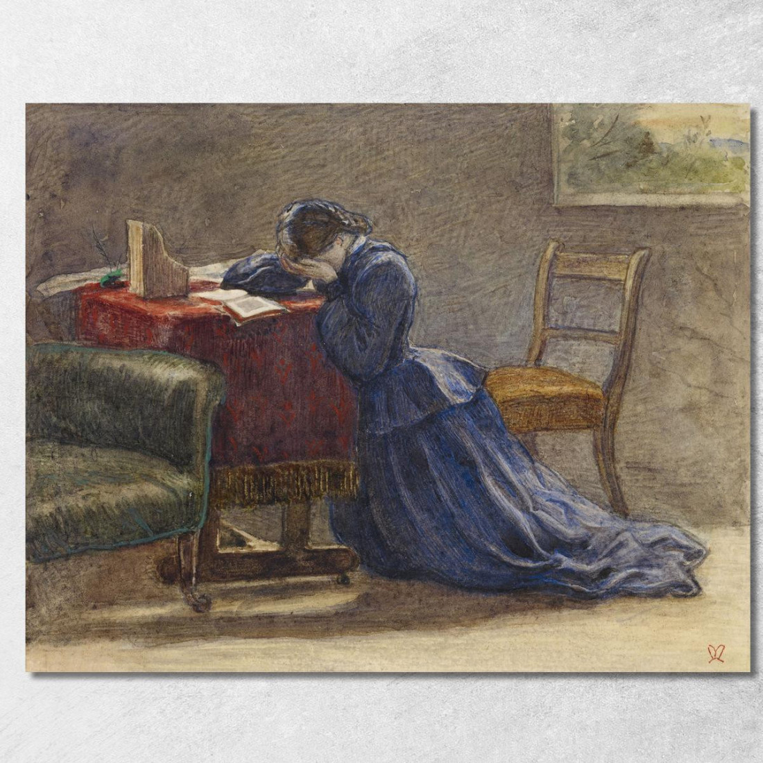 Una Moglie – In Ginocchio Sul Tappeto Con Il Viso Tra Le Mani Sir John Everett Millais jem3 quadro stampato su tela