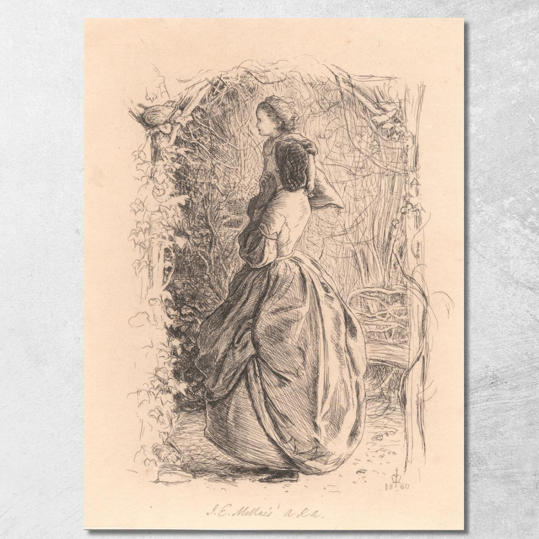 Felice Primavera – Donna E Bambino Che Osservano Un Uccello Nel Nido Sir John Everett Millais jem12 quadro stampato su tela