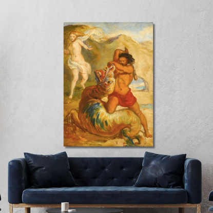 Perseo Salva Andromeda Sir John Everett Millais jem23 quadro stampato su tela