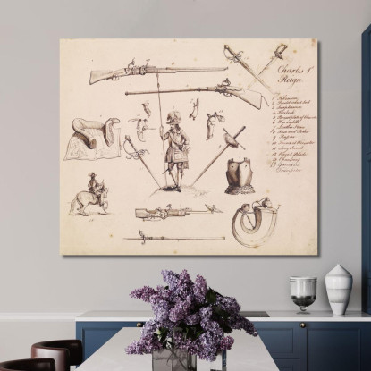 Schizzi Di Armature – Studio Per Carlo I Sir John Everett Millais jem34 quadro stampato su tela