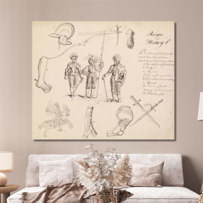 Schizzi Di Armature – Studio Per Enrico Viii 2 Sir John Everett Millais jem35 quadro stampato su tela