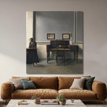 Ida In Un Interno Con Pianoforte Vilhelm Hammershøi vhm17 quadro stampato su tela