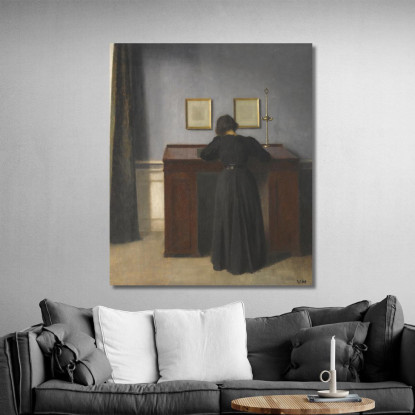 Ida In Piedi A Una Scrivania Vilhelm Hammershøi vhm19 quadro stampato su tela