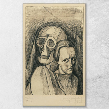 Ritratto Di Donna Con Teschio Karl Wiener kwn195 quadro stampato su tela