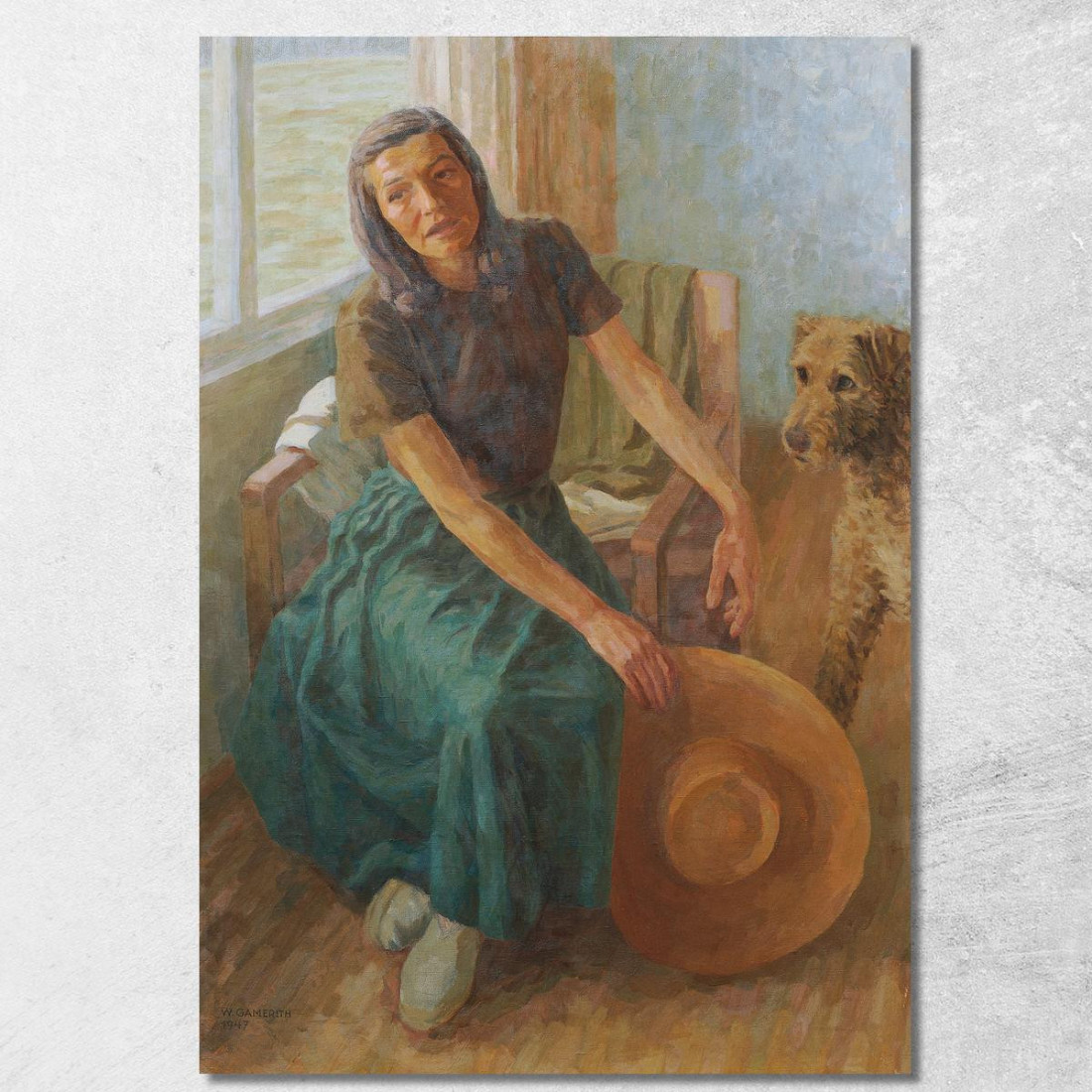 Grete Gamerith Con Cane 'Puck' Walther Gamerith wgm14 quadro stampato su tela