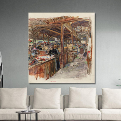 Interno Del Marché Des Enfants-Rouges 3° Arrondissement Frédéric Houbron fhb10 quadro stampato su tela
