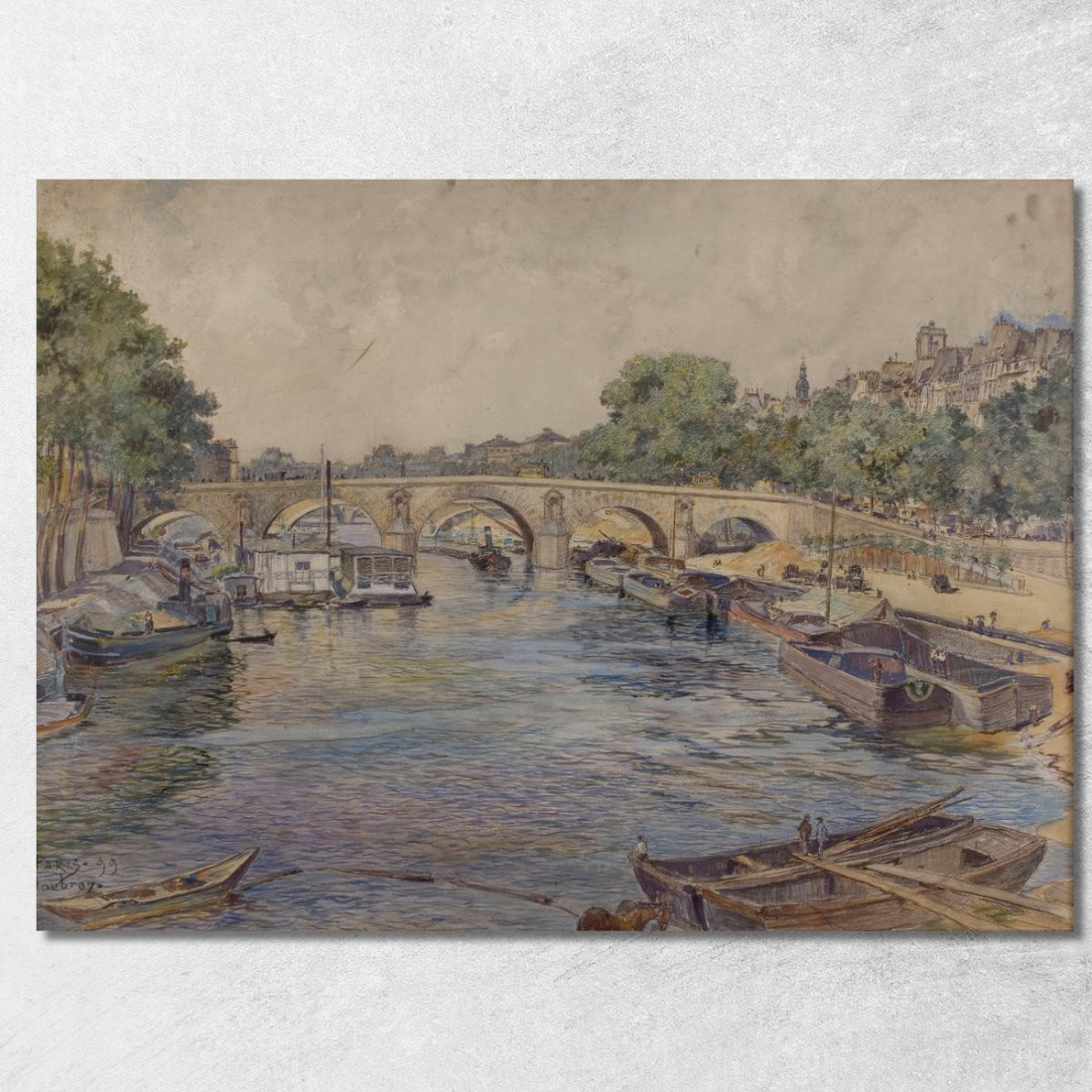 La Senna Al Pont Marie Nel 1899 1° Arrondissement Frédéric Houbron fhb18 quadro stampato su tela