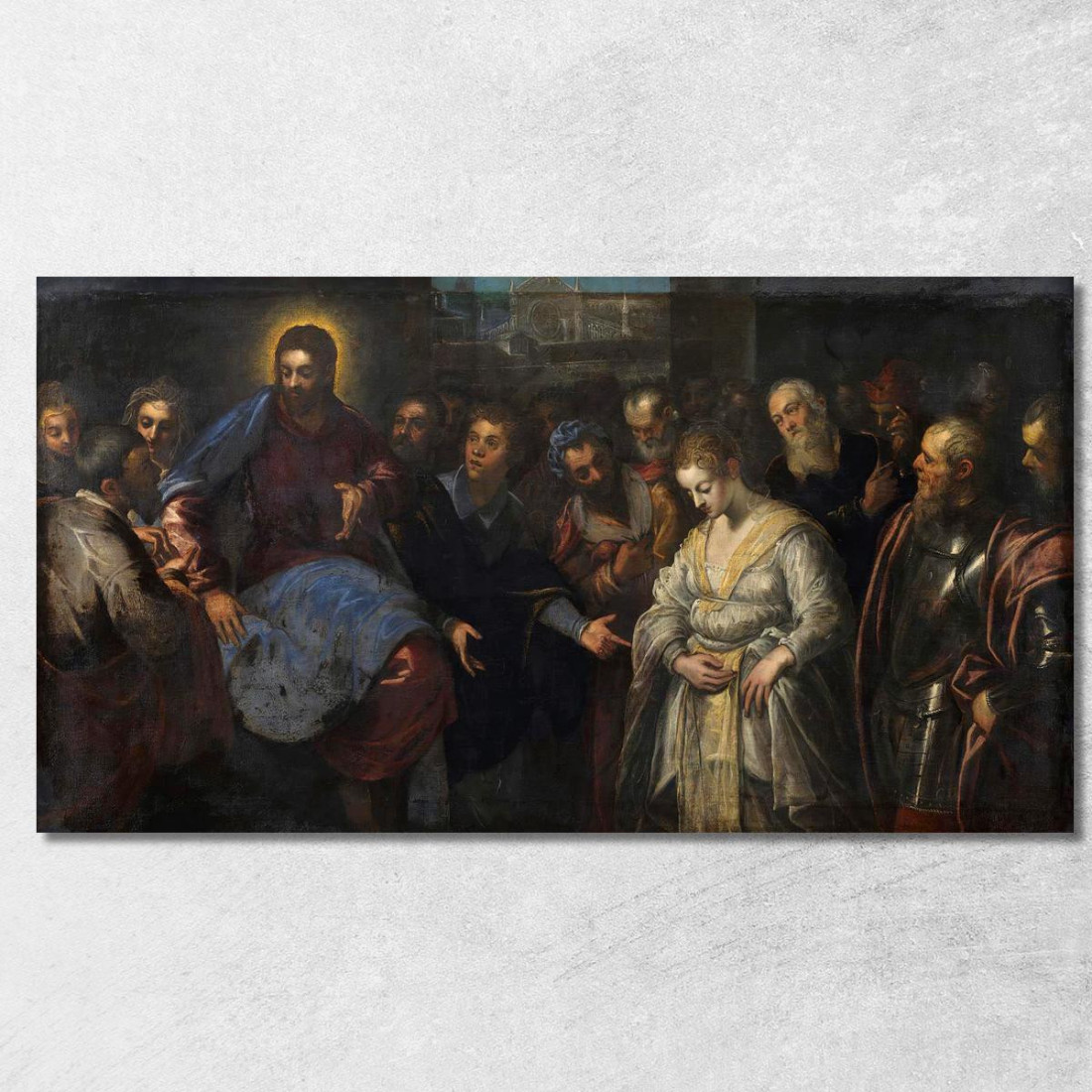 Cristo E L'Adultera Jacopo Tintoretto jtn3 quadro stampato su tela