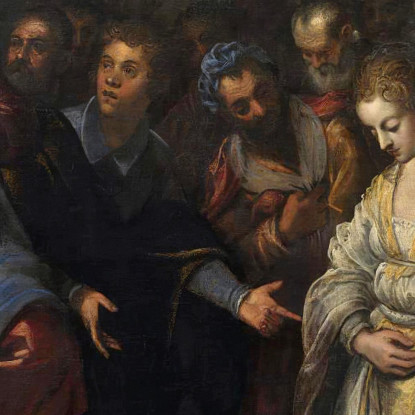 Cristo E L'Adultera Jacopo Tintoretto jtn3 quadro stampato su tela