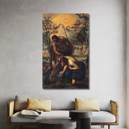 Il Battesimo Di Cristo Jacopo Tintoretto jtn37 quadro stampato su tela