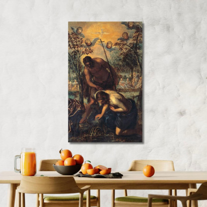 Il Battesimo Di Cristo Jacopo Tintoretto jtn37 quadro stampato su tela