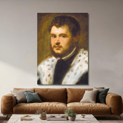 Giovane Uomo Con Barba Jacopo Tintoretto jtn49 quadro stampato su tela