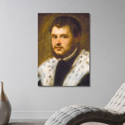 Giovane Uomo Con Barba Jacopo Tintoretto jtn49 quadro stampato su tela