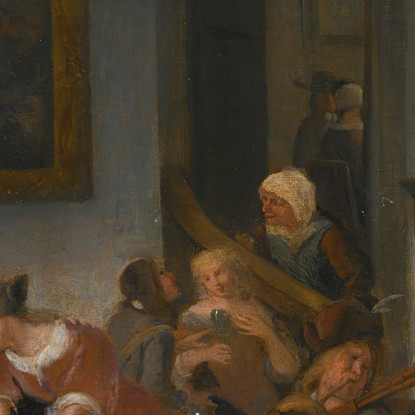 Interno Di Una Taverna Con Persone Che Bevono E Fanno Musica Jan Steen jsn10 quadro stampato su tela