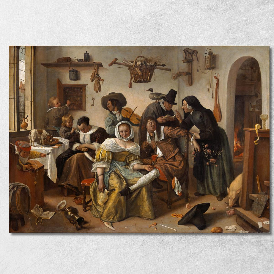 Attenti Al Lusso (In Weelde Siet Toe) Jan Steen jsn19 quadro stampato su tela