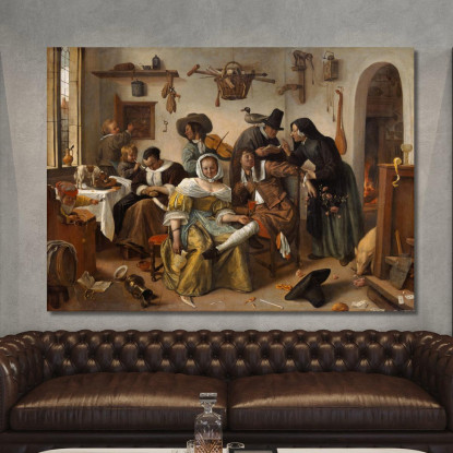 Attenti Al Lusso (In Weelde Siet Toe) Jan Steen jsn19 quadro stampato su tela