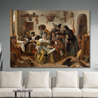 Attenti Al Lusso (In Weelde Siet Toe) Jan Steen jsn19 quadro stampato su tela