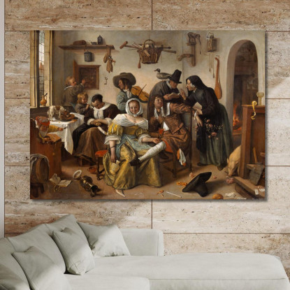 Attenti Al Lusso (In Weelde Siet Toe) Jan Steen jsn19 quadro stampato su tela