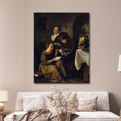 Bambini Che Insegnano A Un Gatto A Leggere Jan Steen jsn21 quadro stampato su tela
