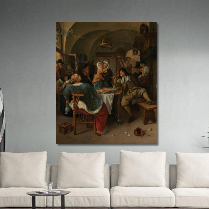 Scena Familiare Jan Steen jsn26 quadro stampato su tela
