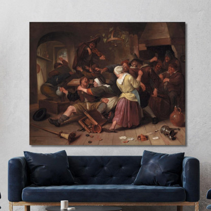 Giocatori D'Azzardo Che Litigano Jan Steen jsn29 quadro stampato su tela