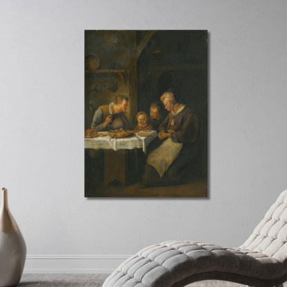 Preghiera Prima Del Pasto Jan Steen jsn31 quadro stampato su tela