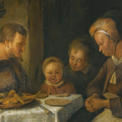 Preghiera Prima Del Pasto Jan Steen jsn31 quadro stampato su tela