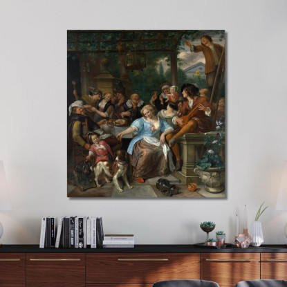 Allegra Compagnia Su Una Terrazza Jan Steen jsn37 quadro stampato su tela